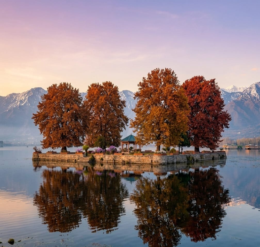 Char Chinar on Dal Lake