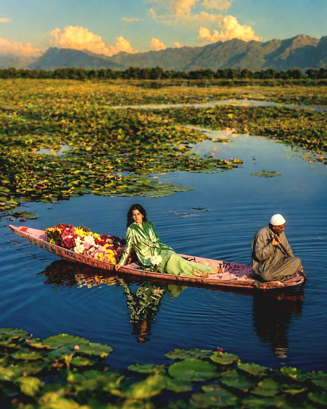 Floral boat on Dal Lake