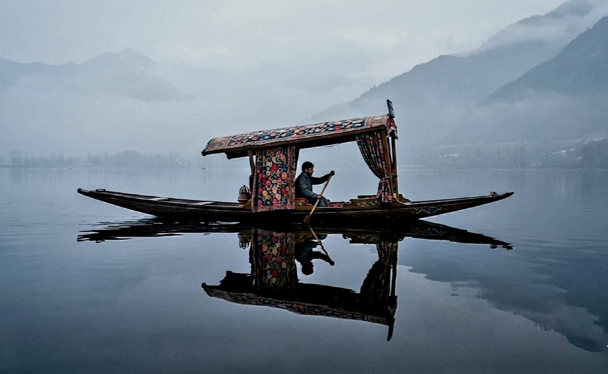 Traditional shikara on Dal Lake
